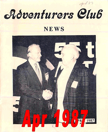 April 1987 Adventurers Club News Cover